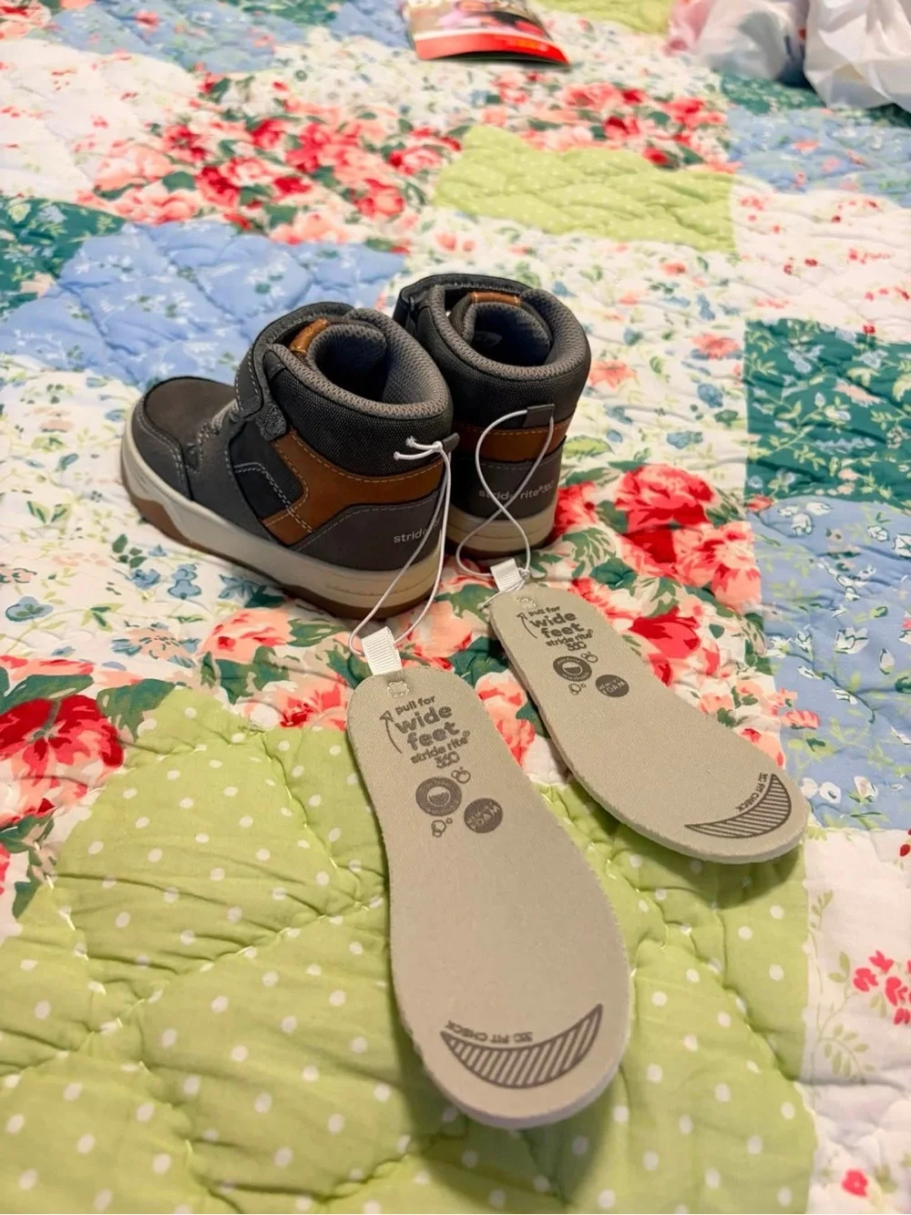 Stride Rite Grey and Brown High-Top Toddler Boots